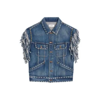 CELINE Stud Embellished Sleeveless Denim Vest