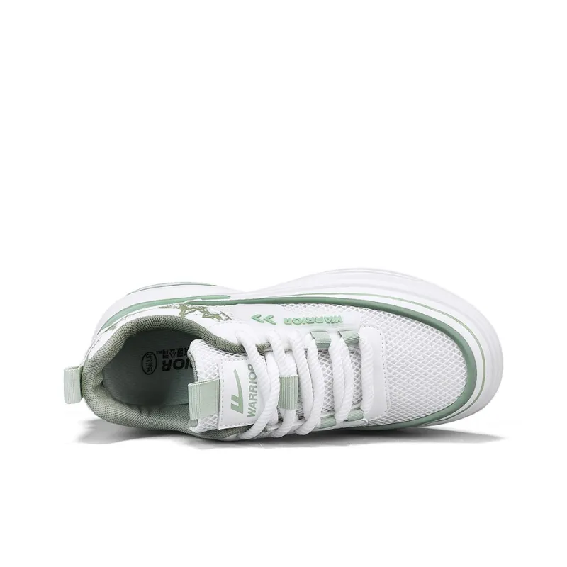 Warrior Coverage Height Increasing Abrasion Resistant Lightweight Slip Resistant Low Top Casual Shoes Men's White Green-2