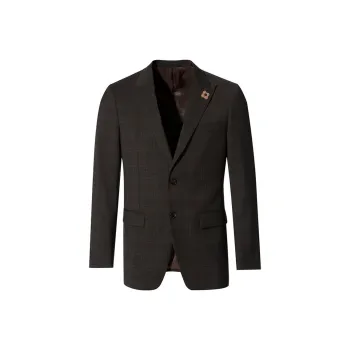 LIU·JO UOMO Business Suits Coats Men's Coffee Plaid