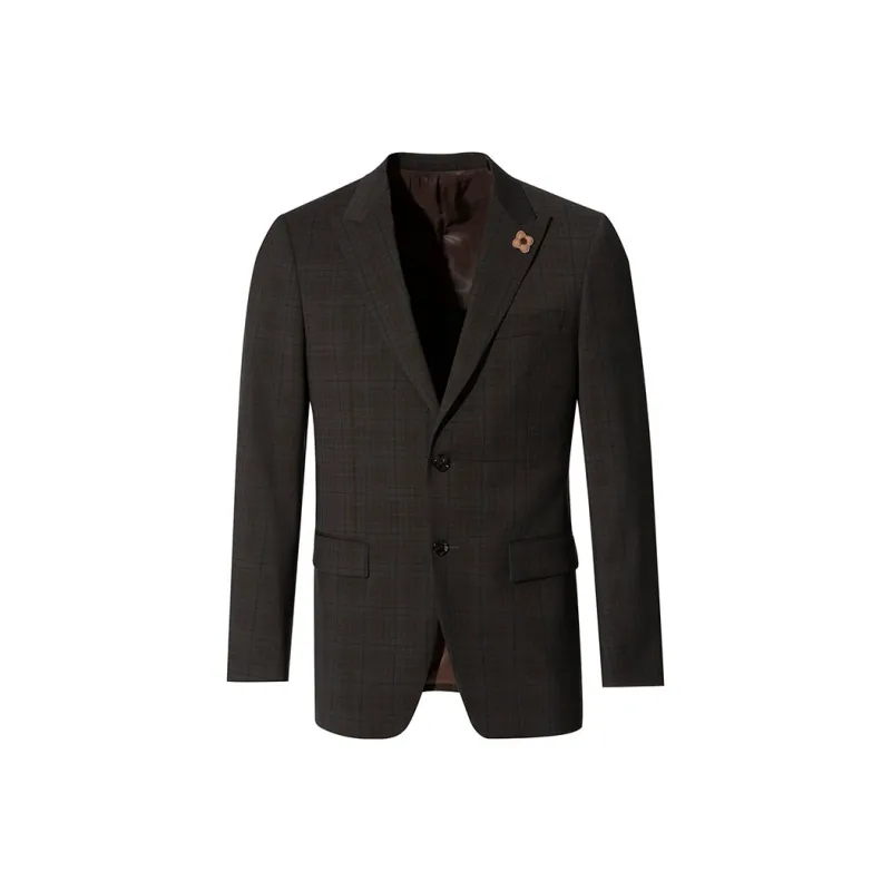 LIU·JO UOMO Business Suit Coat Men's Coffee Plaid-0