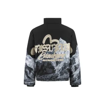 EVISU Down Jacket Men's Black All Over Print