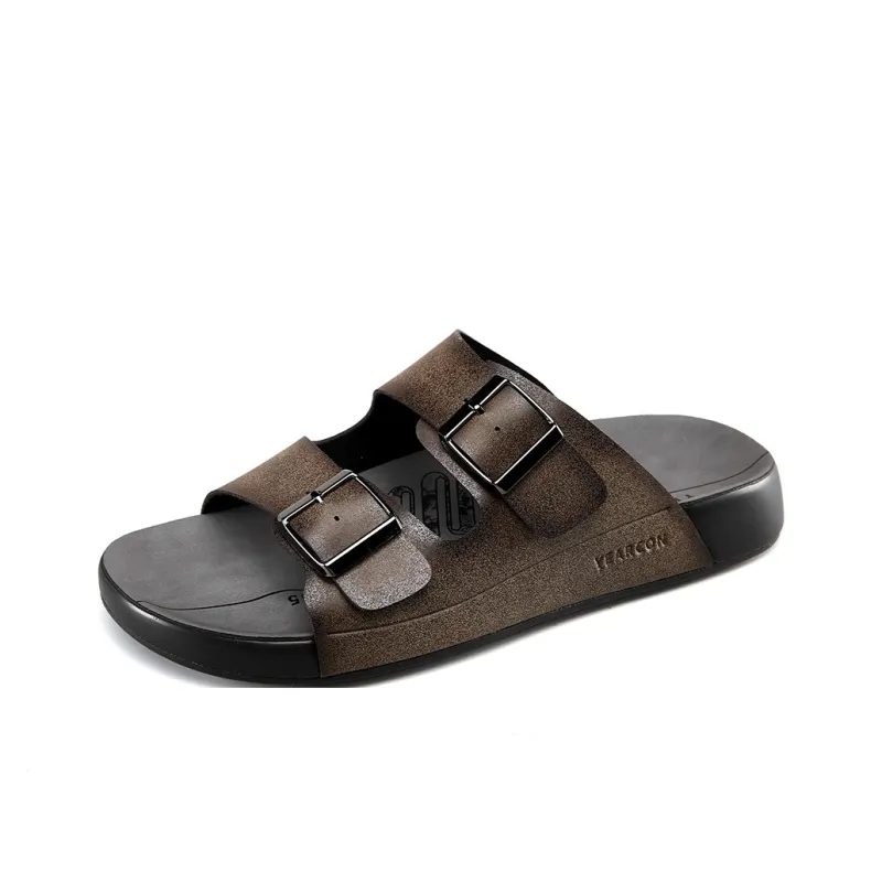 YEARCON Slide Slippers Men Brown-1