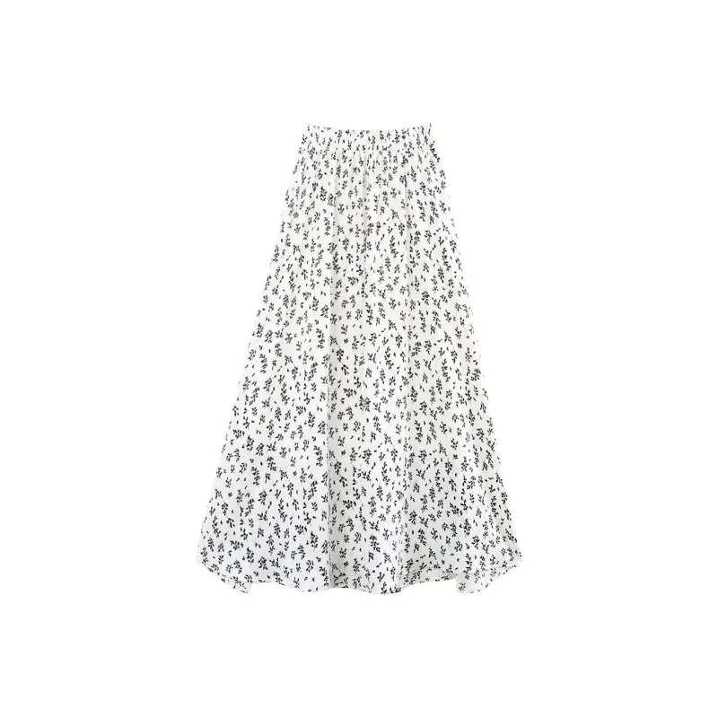 A Paradise For Awakening Casual Long Skirt Women's Beige With Pink Floral-15