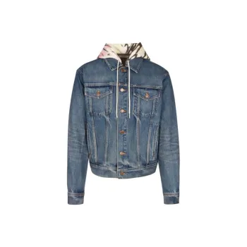 CELINE Double Layered Hooded Denim Jacket