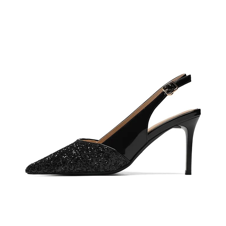 ZHR High Heels Women's Black/Silver/Nude Pink-13