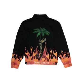 PALM ANGELS Denim Jackets Men Black