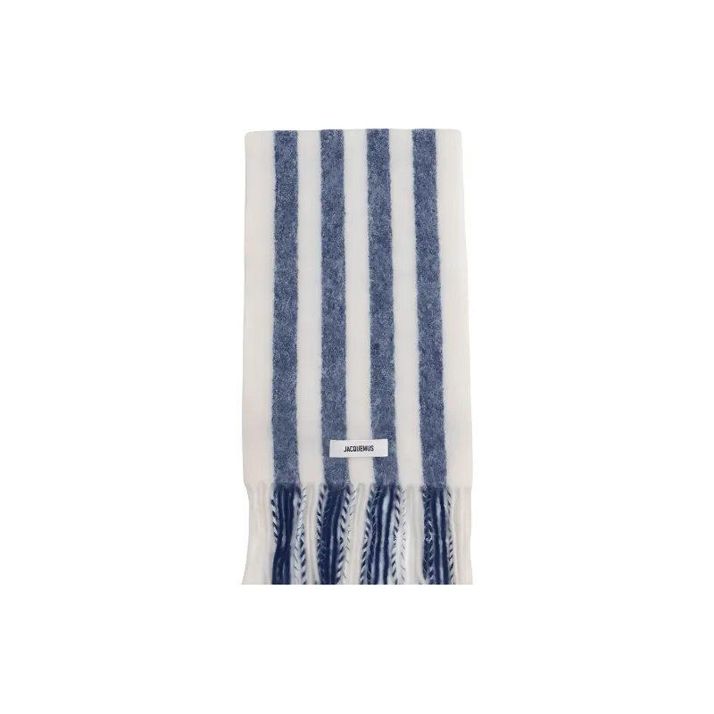 Jacquemus Mohair Knit Scarves Unisex White/Blue-0
