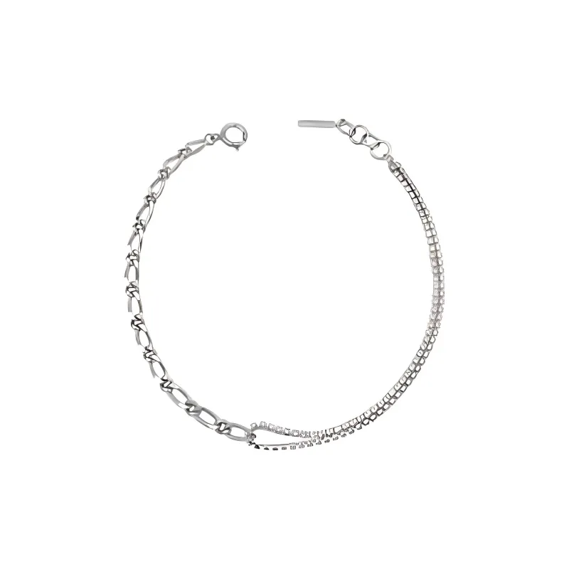 JUSTINE CLENQUET Brass, Palladium Plated, Crystal Necklaces Women's Silver-0