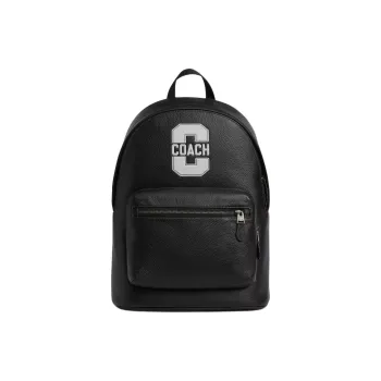 COACH Pebbled Leather Backpack Tubas Men's Black