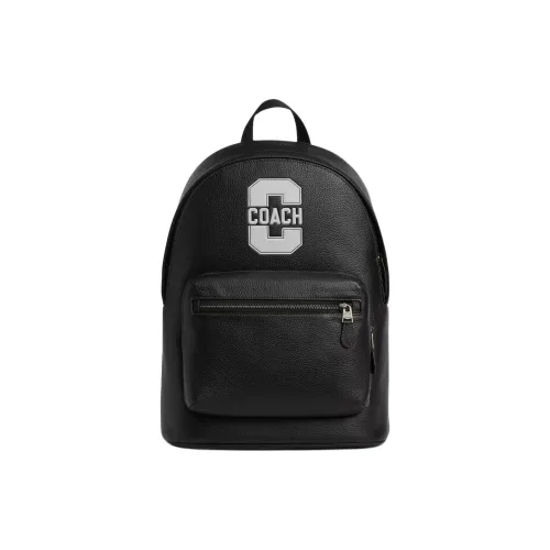 COACH Pebbled Leather Backpack Tubas Men's Black