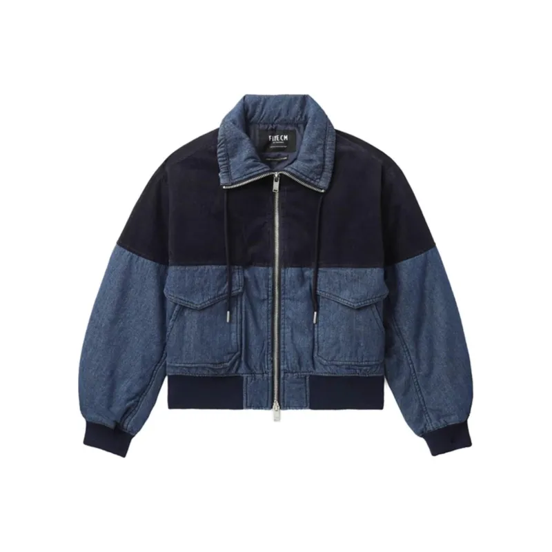 FIVE CM Logo appliqué Panelled Bomber Jacket-0