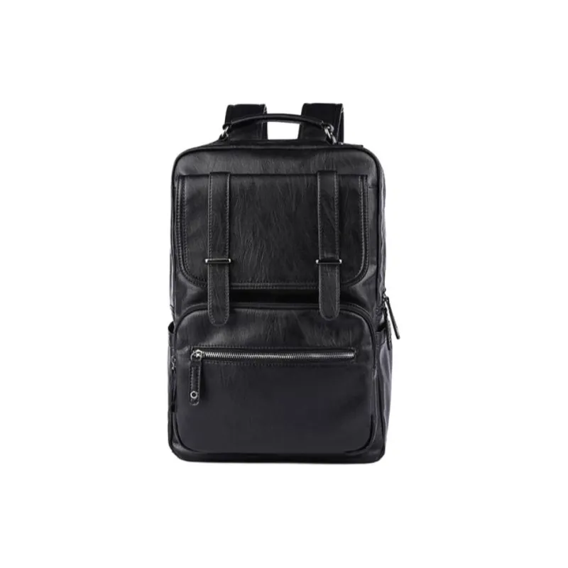 VIHUS PU Laptop Bag Backpack Men's Black-0