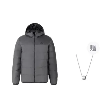 Adidas Down Jacket Unisex Dark Gray With Free Necklaces