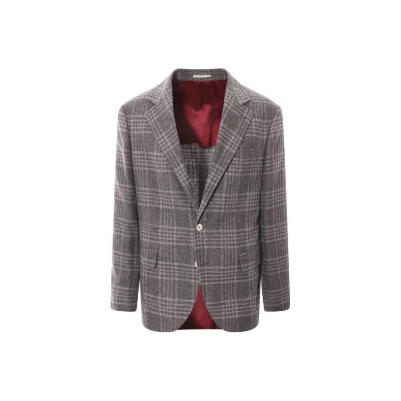Brunello Cucinelli Single Breasted Checked Blazer-0