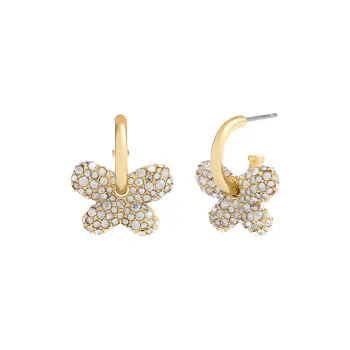 COACH Brass Plated, Glass, Cubic Zirconia Earrings Women's Gold