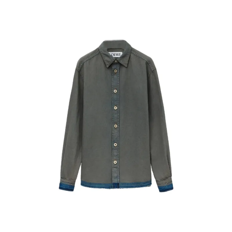 LOEWE Logo-Embroidered Denim Shirt-0