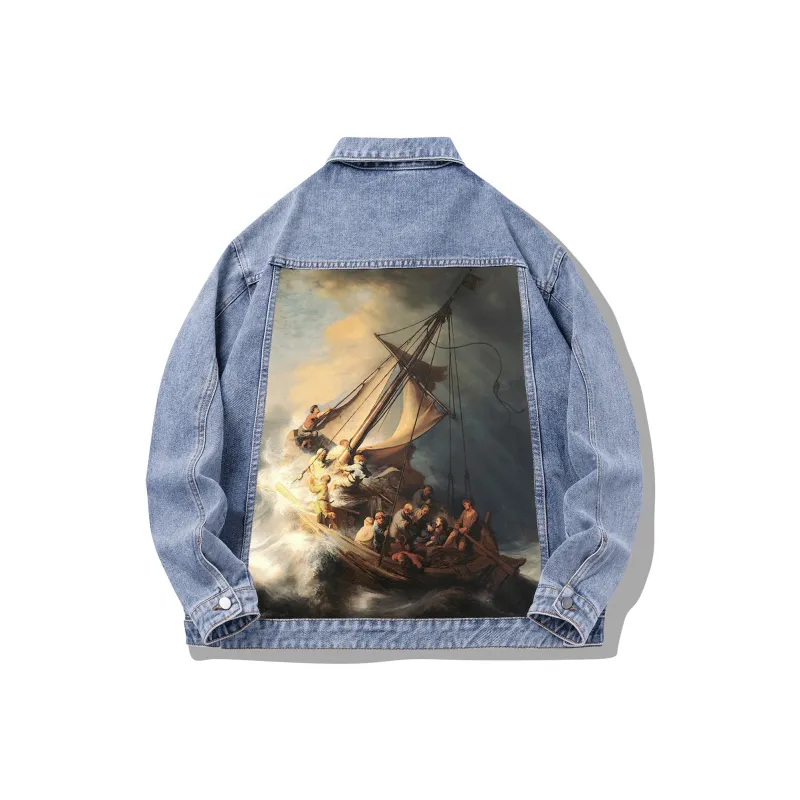 BEENTRILL Denim Jacket Unisex Washed White-4