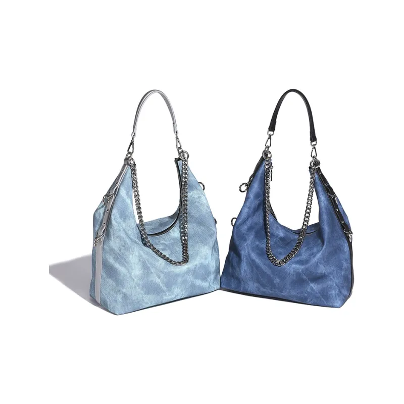 Vigno Synthetic Leather Tote Shoulder Armpit Bag Women's Blue/Dark Blue-2