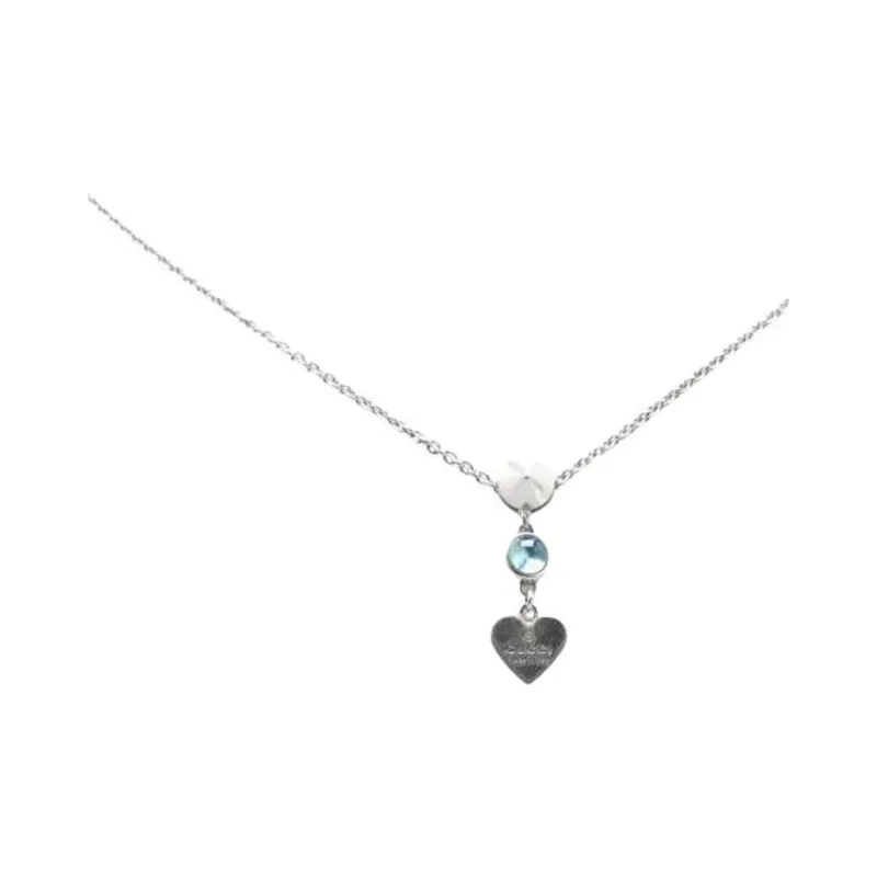 GUCCI 2000 2024 Sterling Silver Heart Topaz Drop Pendant Necklace-2