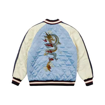 Evisu X PALACE Puffer Jackets Unisex Blue/Pink