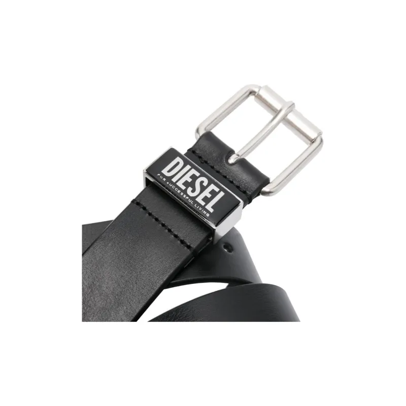 DIESEL B Glossy Logo Plaque Belt-2