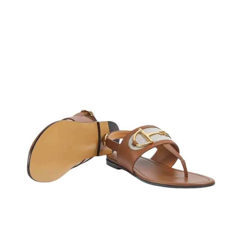 GUCCI Horsebit One Strap Sandals Women's Light Brown-5