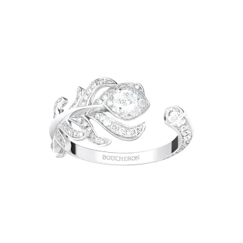 Boucheron 18kt White Gold Plume De Paon Small Diamond Ring