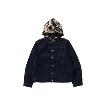 A BATHING APE Bape Denim Jackets Unisex Dark Blue