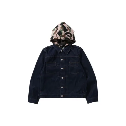 A BATHING APE Bape Denim Jackets Unisex Dark Blue