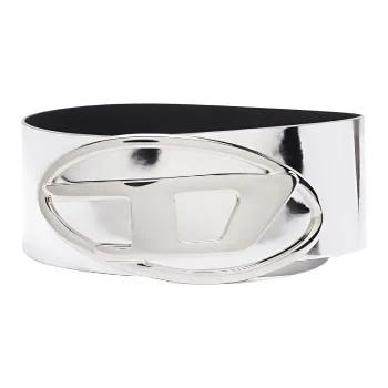 DIESEL Solid Color Design Leather Belts Women's Silver
