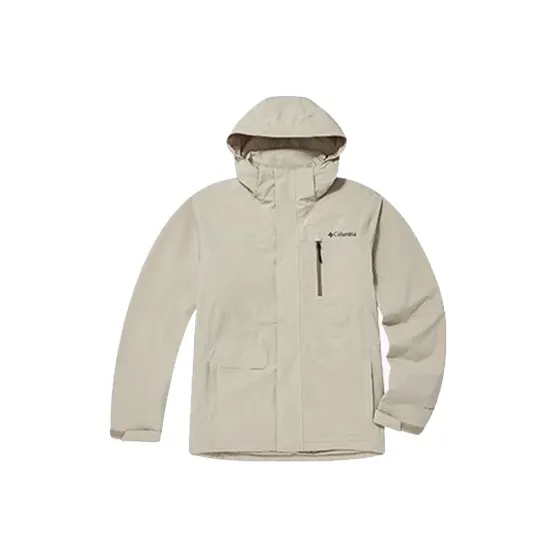 Columbia Outdoor Hiking Waterproof And Breathable Windbreaker Jacket Men's Khaki-0