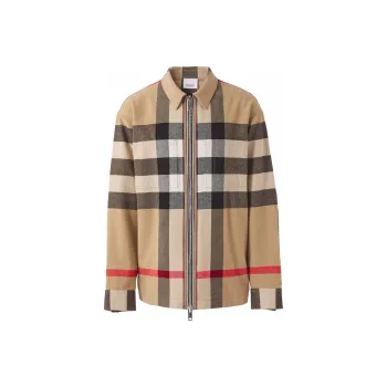 Burberry Checked Zip Up Shirt Jacket