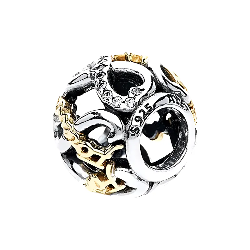 Pandora 925 Sterling Silver 18K Gold Cubic Zirconia Pendants Unisex Silver-1