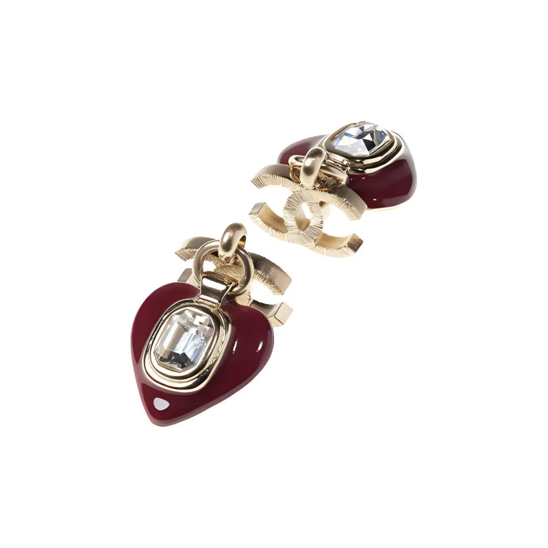 CHANEL Earrings Women's Burgundy-1
