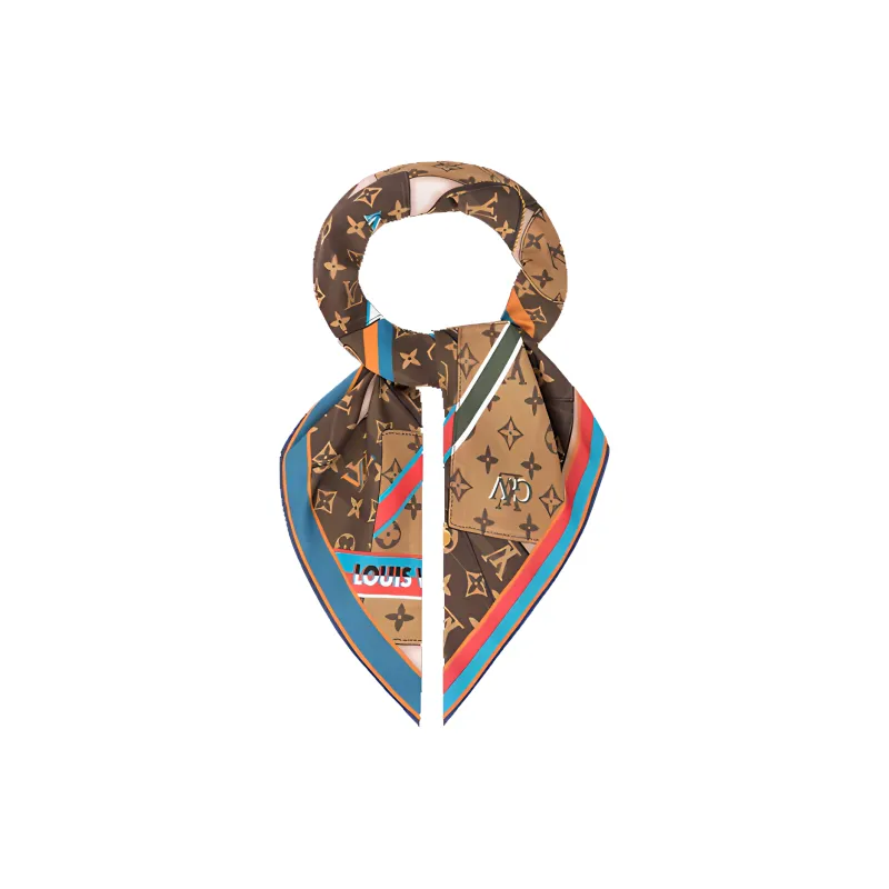 LOUIS VUITTON Silk Scarves Unisex Brown-2