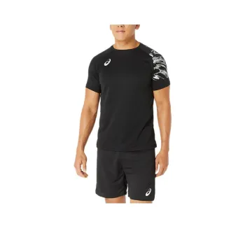 Asics Dry Print T-Shirt Men's Performance Black / Pure Silver Color