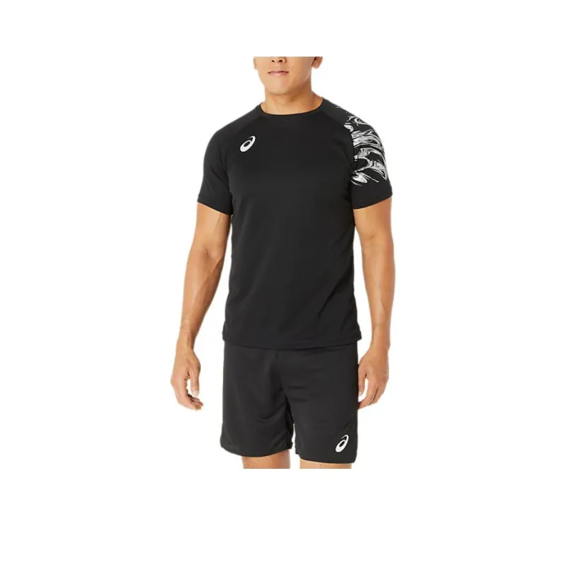 Asics Dry Print T-Shirt Men's Performance Black / Pure Silver Color-0