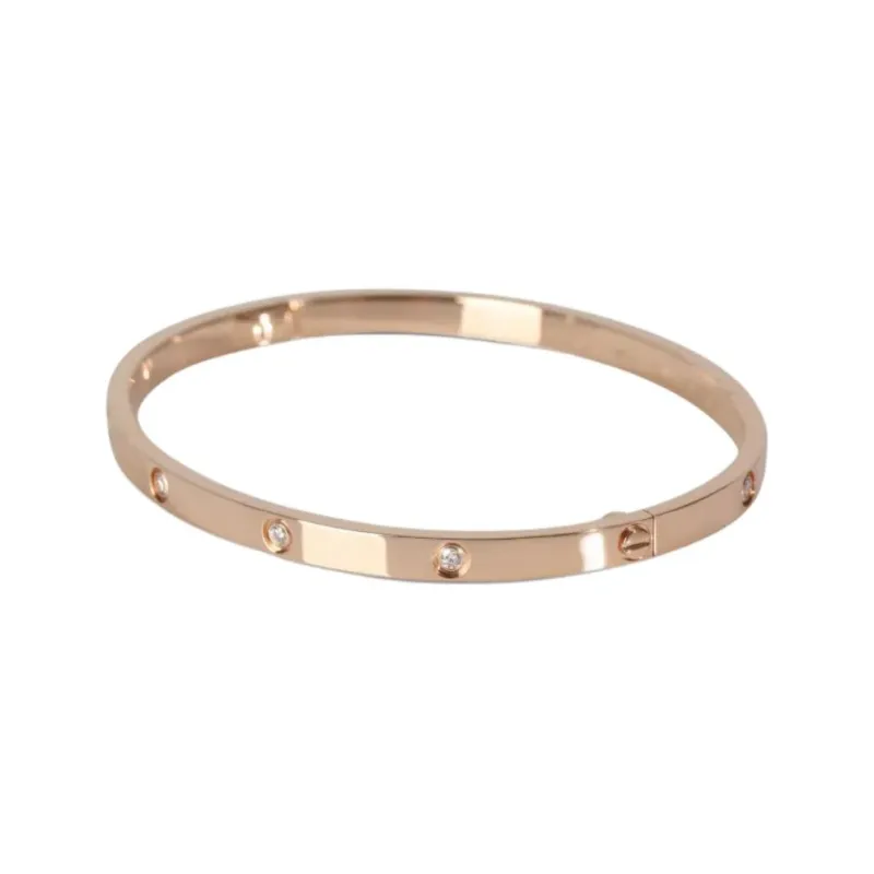 Cartier 18K Rose Gold Small Love Diamond Bangle-1