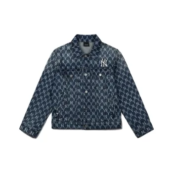 MLB Old Flower Denim Jackets Unisex Denim Blue