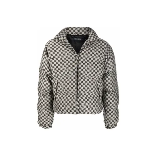 Misbhv Letter Stand Collar Cropped Down Jacket Men's Gray