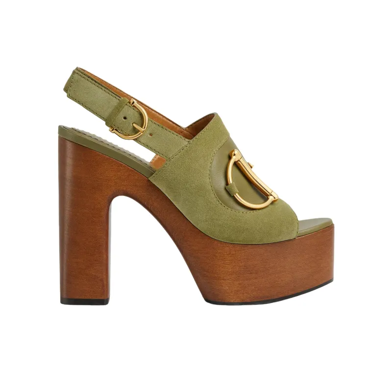 GUCCI Horsebit One Strap Sandals 13cm Women's Light Green-1
