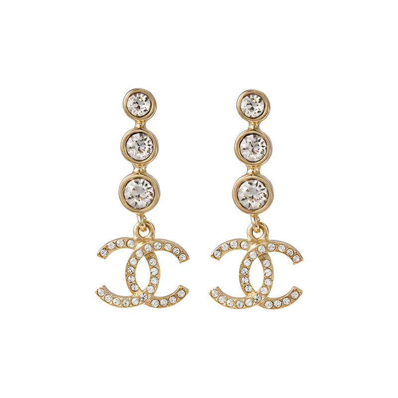 CHANEL Crystal Cc Drop Earrings-0