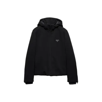 PRADA Logo Plaque Zip Up Hooded Jacket