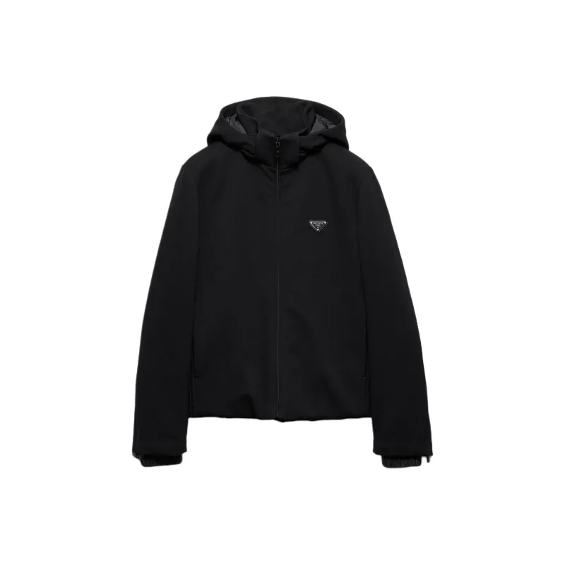 PRADA Logo Plaque Zip Up Hooded Jacket-0