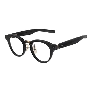 Four Nines Plate Frame Round Eyeglass Frames Unisex Black