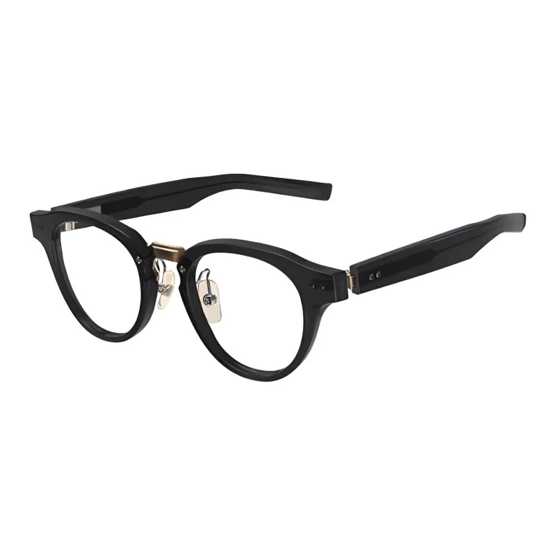 Four Nines Plate Frame Round Eyeglass Frames Unisex Black-0