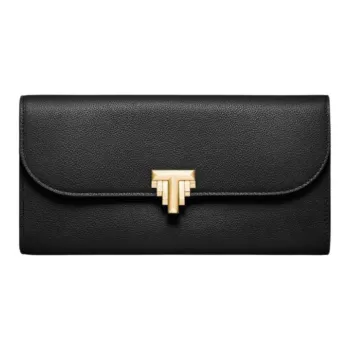 TIFFANY & CO. T Series Calfskin Wallet Women's Black