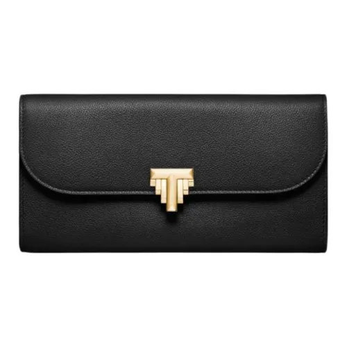 TIFFANY & CO. T Series Calfskin Wallet Women's Black