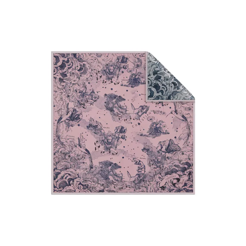 DIOR Silk Scarves Women's Pink And Marine Blue-2