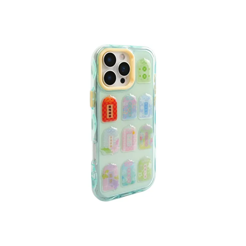 Sopi Acrylic Material 3D Effect Amulet Sticker Phone Cases Compatible With IPhone 16/15 Pro Max/Apple 13/14 Pro/Max-5
